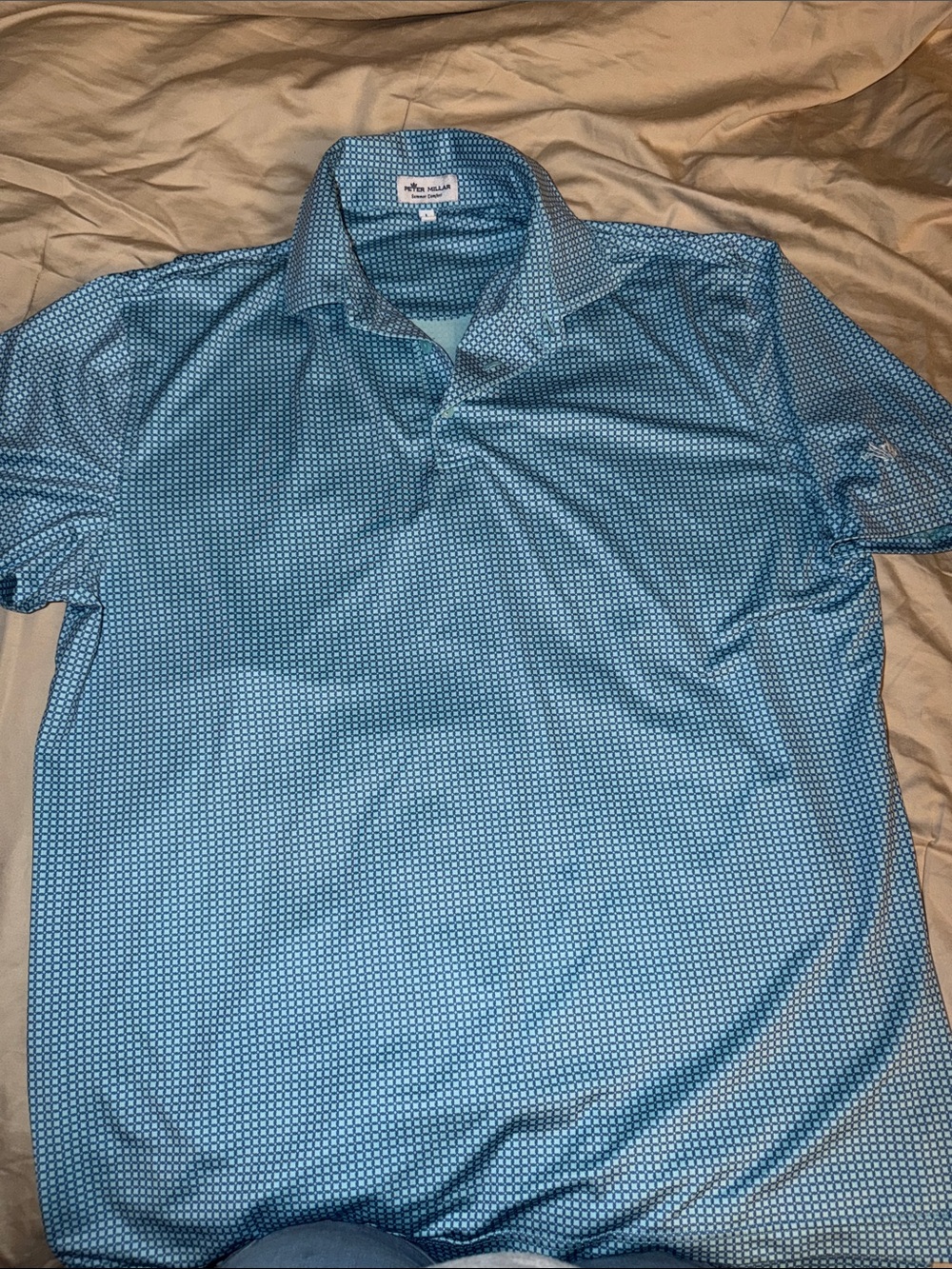 PETER MILLAR Blue Micro-Pattern Polo Shirt - Men